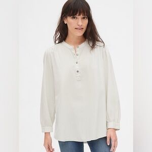 GAP Shirred Denim Popover Shirt